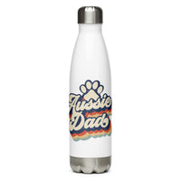 Retro Aussie Dad With Paw Print Stainless Steel Water Bottle