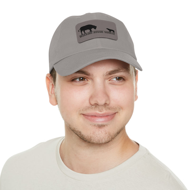 Working Aussie Source Dad Hat with Leather Patch (Rectangle)