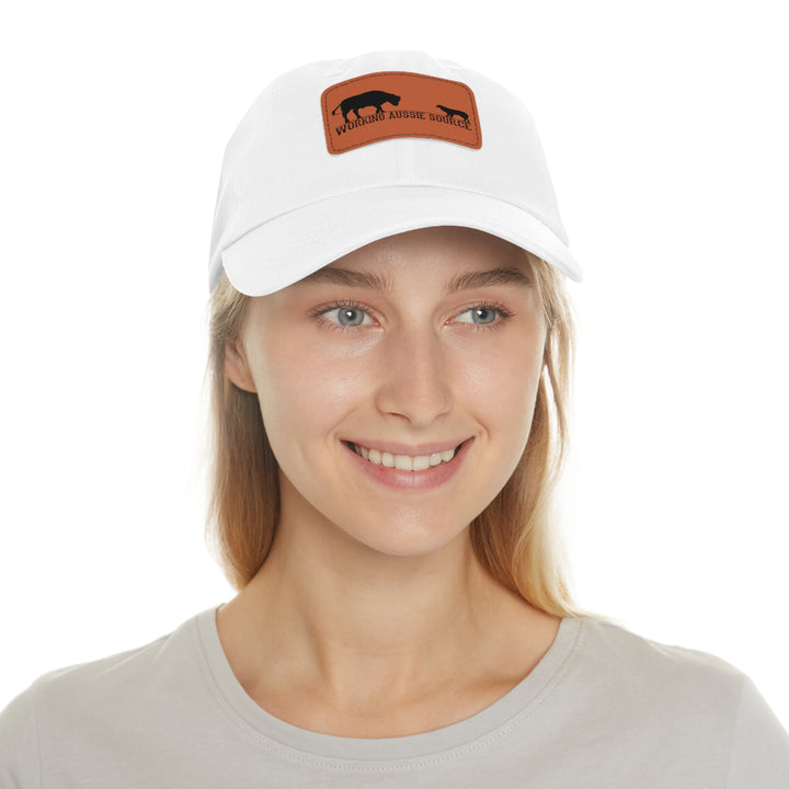 Working Aussie Source Dad Hat with Leather Patch (Rectangle)