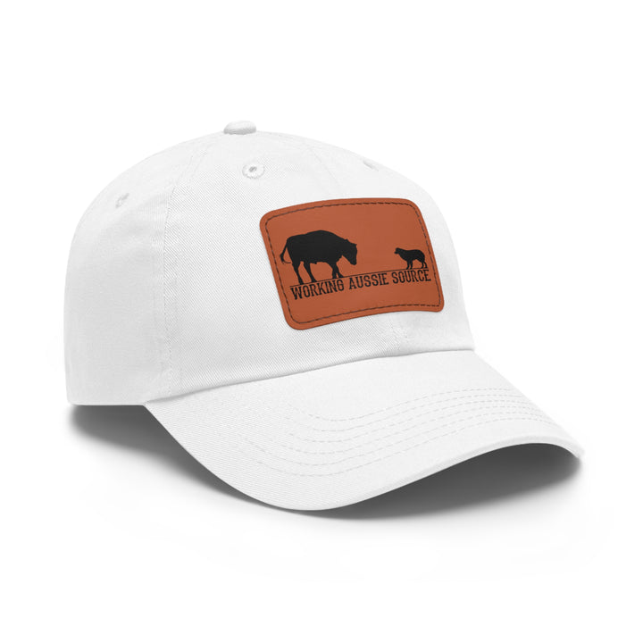 Working Aussie Source Dad Hat with Leather Patch (Rectangle)